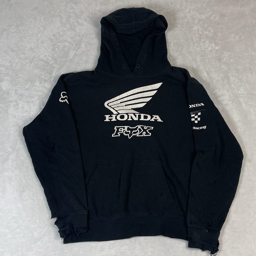 Fox Honda Racing Men's Black Pullover Hoodie Size M Distressed